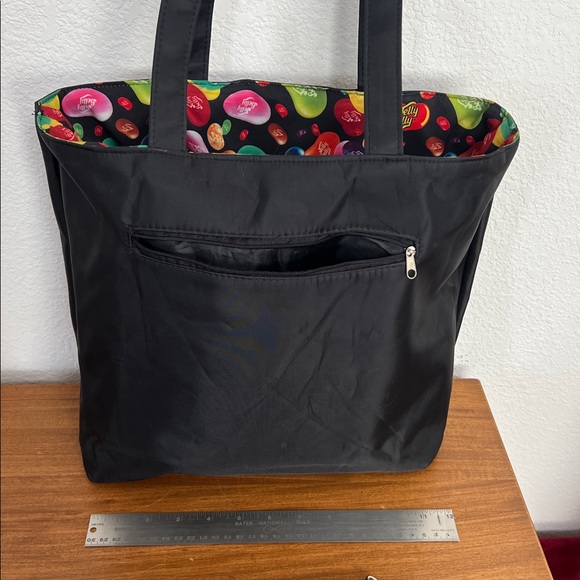 Jelly belly black tote with interior of colorful jellybeans like new - Picture 5 of 6